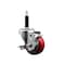 Service Caster 3'' Red Poly Swivel 3/4'' Expanding Stem Caster with Brake SCC-EX20S314-PPUB-RED-TLB-34 - alternate 1